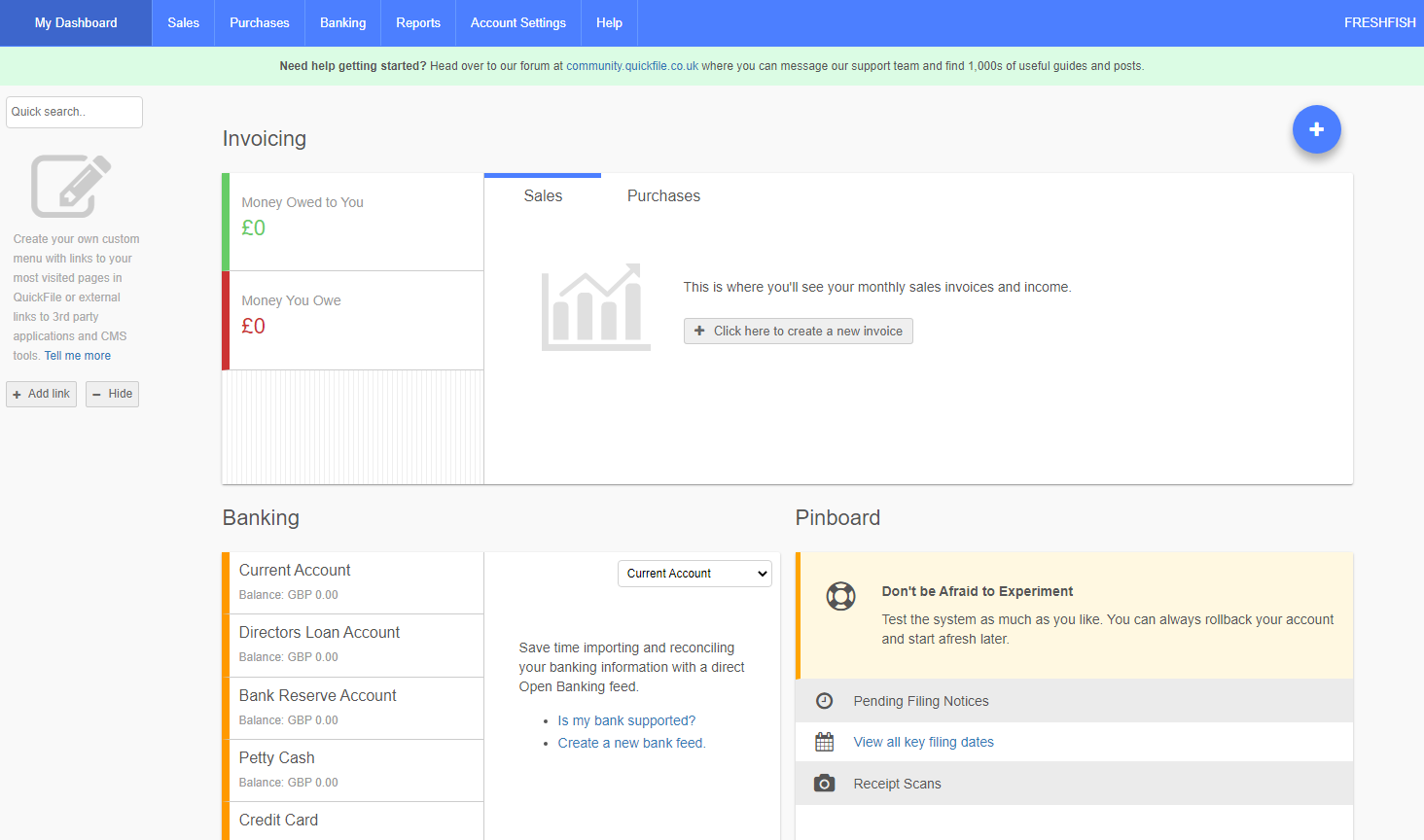 QuickFile - Dashboard