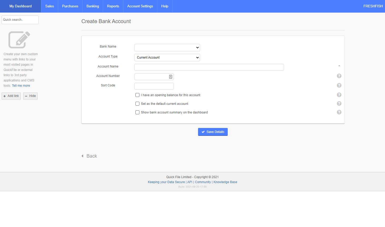 QuickFile - Modify Bank